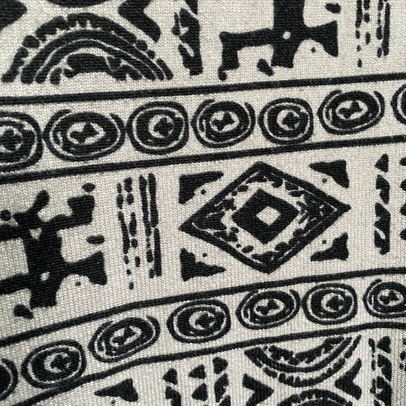 Black Grey Aztec Long Sleeve Fitted Tight Dress - Picture 3 of 4